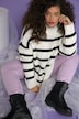 Streifen Pullover, oversized, Stehkragen, Langarm