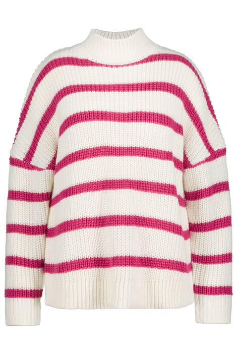 Pruhovaný svetr, oversize, stojáček, dlouhé rukávy