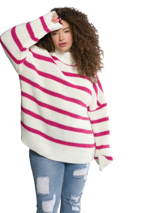 Pruhovaný svetr, oversize, stojáček, dlouhé rukávy