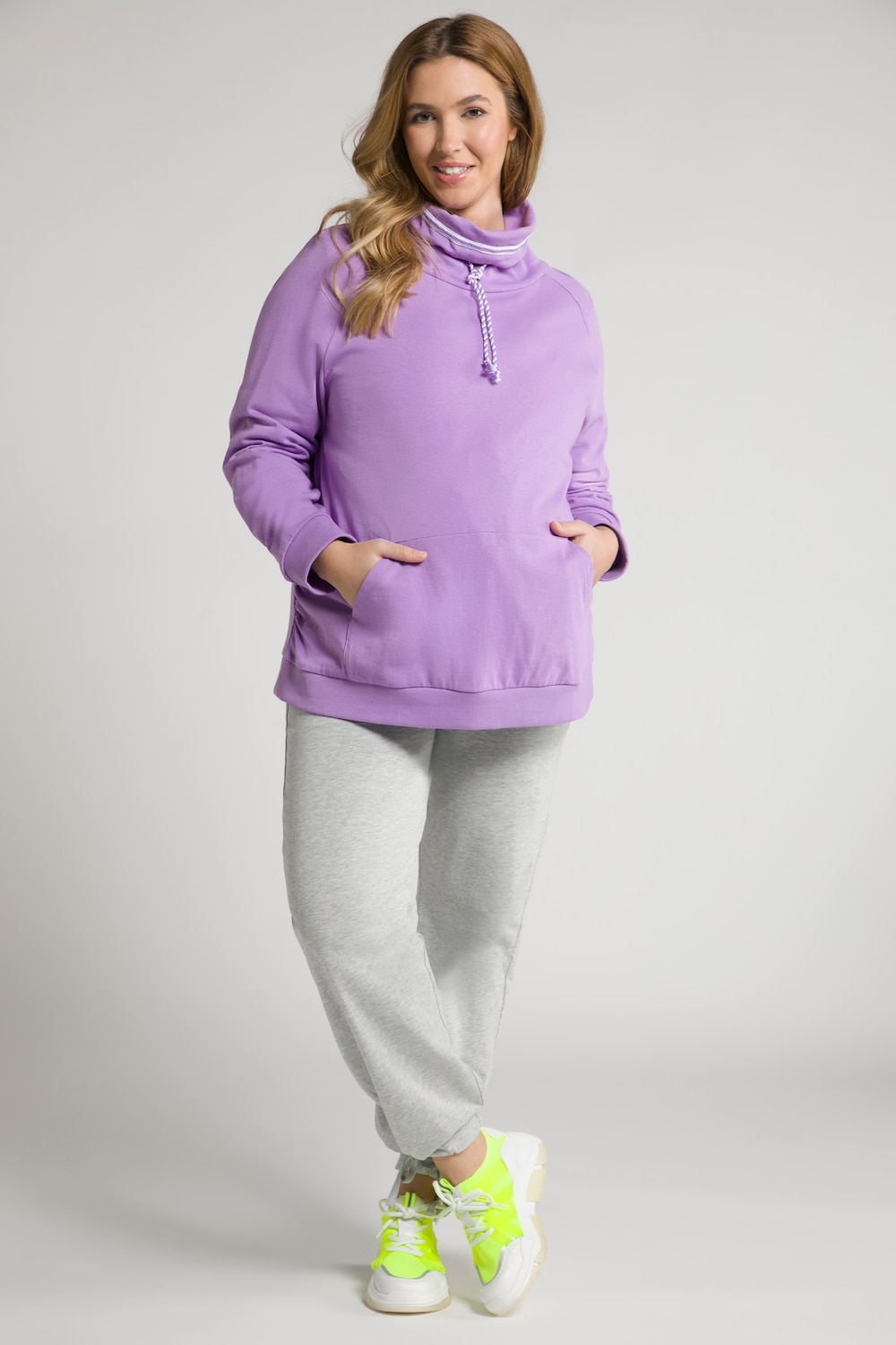 Große Größen Bellieva-Sweatshirt, Damen, lila, Größe: 46/48, Baumwolle, Ulla Popken