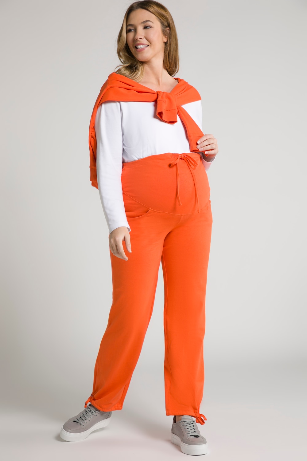 Plus Size Bellieva Elastic Waist Cotton Sweatpants, Woman, orange, size: 16/18, cotton, Ulla Popken