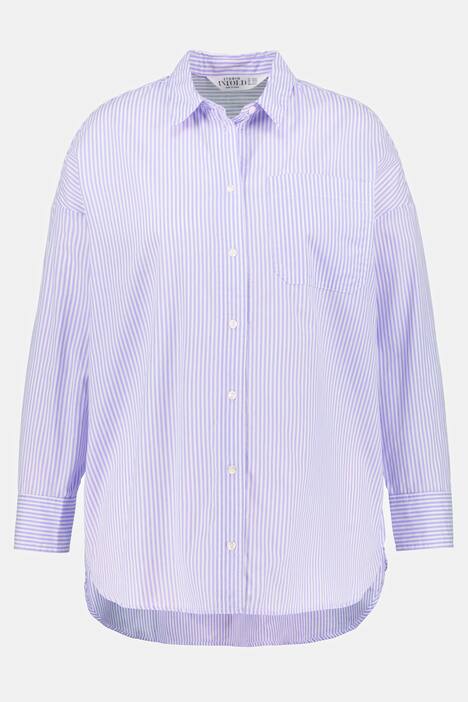Streifenbluse, oversized, Hemdkragen, Langarm
