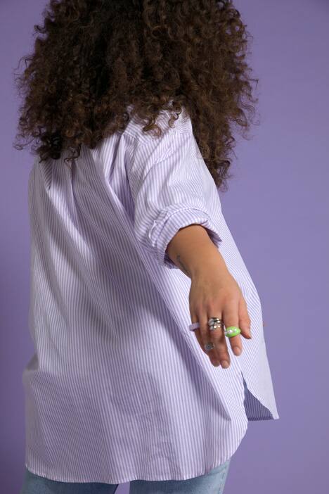 Streifenbluse, oversized, Hemdkragen, Langarm