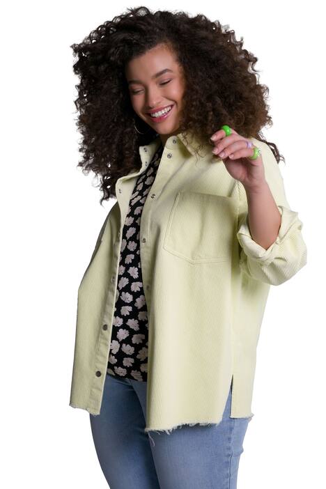 Manšestrová košile, rovný střih, límeček, dlouhé rukávy, otevřený lem