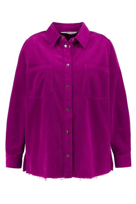 Manšestrová košile, rovný střih, límeček, dlouhé rukávy, otevřený lem