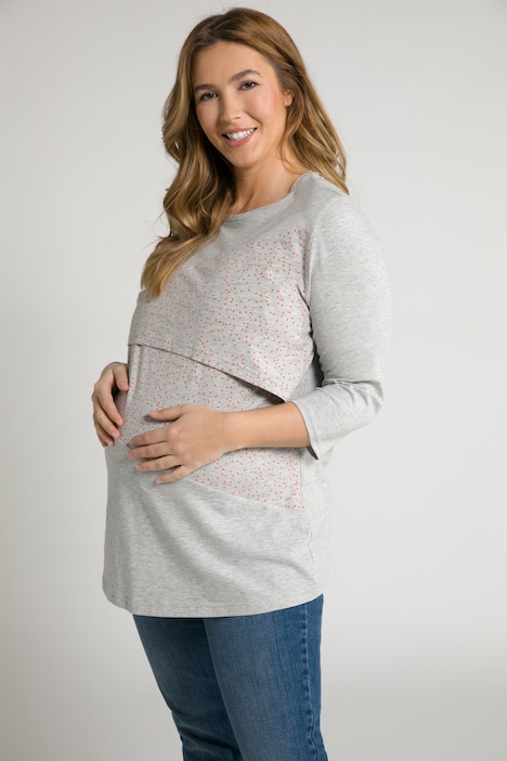 Bellieva Dot Inset Nursing Friendly Round Neck Tee