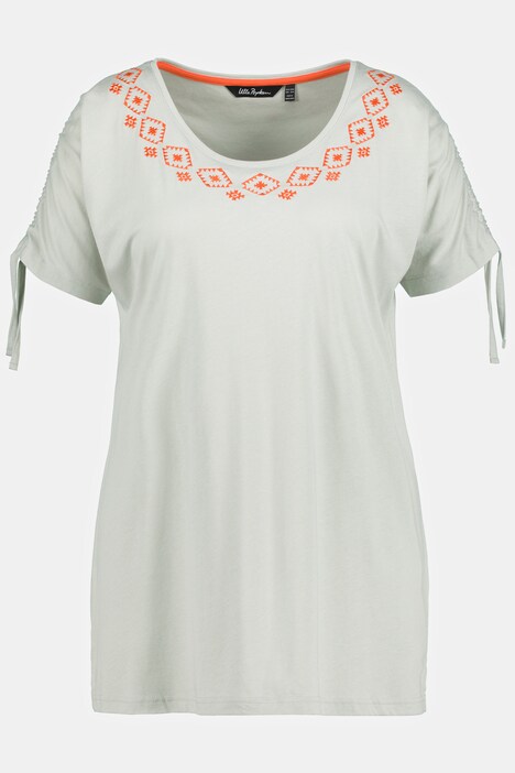 T-shirt, diermotief, oversized, V-hals, korte mouwen, marine | Ulla Popken