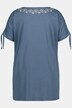 Embroidery Accent Round Neck Shirred Sleeve Super Soft Tee
