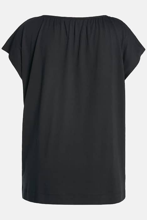 T-shirt, rund hals, rynkeffekt, oversized, halv ärm