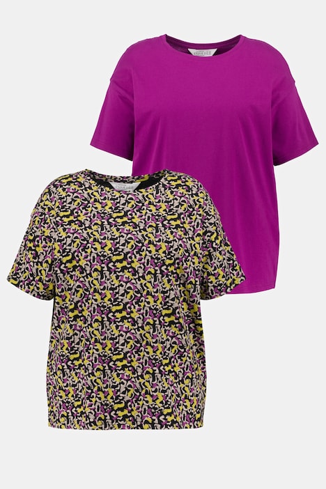 T-Shirts, 2er-Pack, oversized, Rundhals, Halbarm