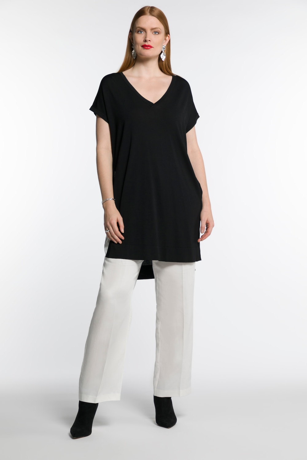 Grote Maten longline spencer, Dames, zwart, Maat: 50/52, Viscose/Synthetische vezels, Ulla Popken