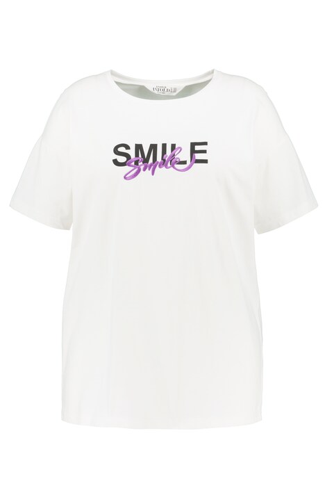 Tričko, oversize, kulatý výstřih, krátké rukávy, nápis Smile