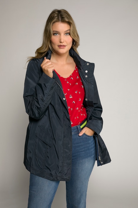 Ulla Popken Womens Plus Size Floral Crepe Blouson Jacket Blouse 717799 