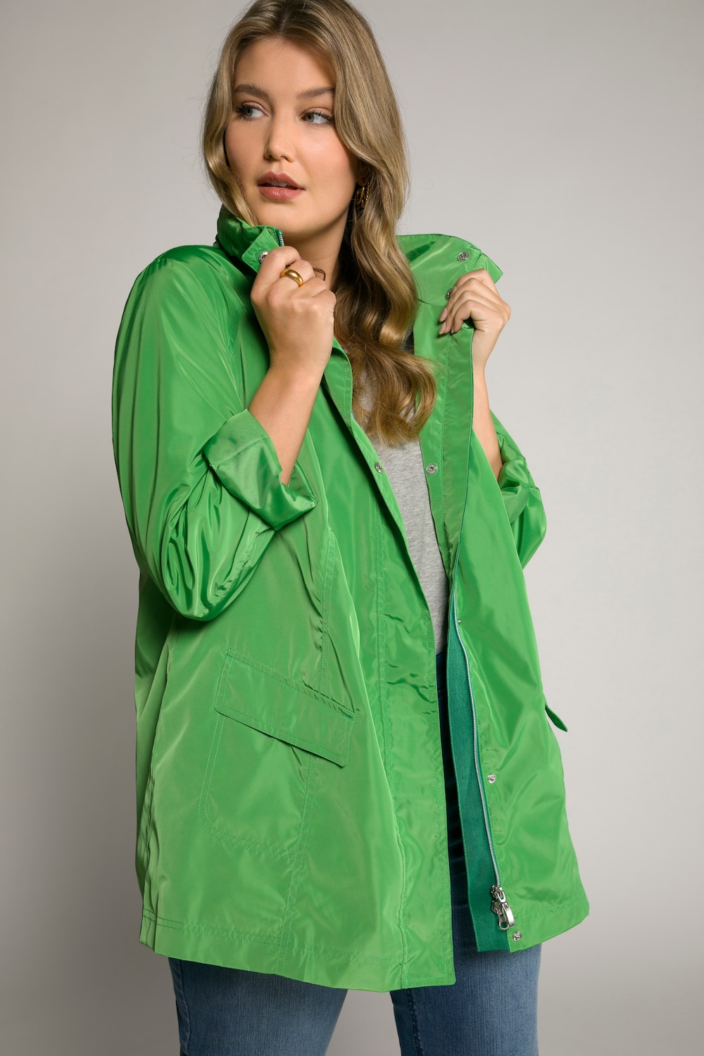 Grote Maten jas, Dames, groen, Maat: 42/44, Polyester, Ulla Popken