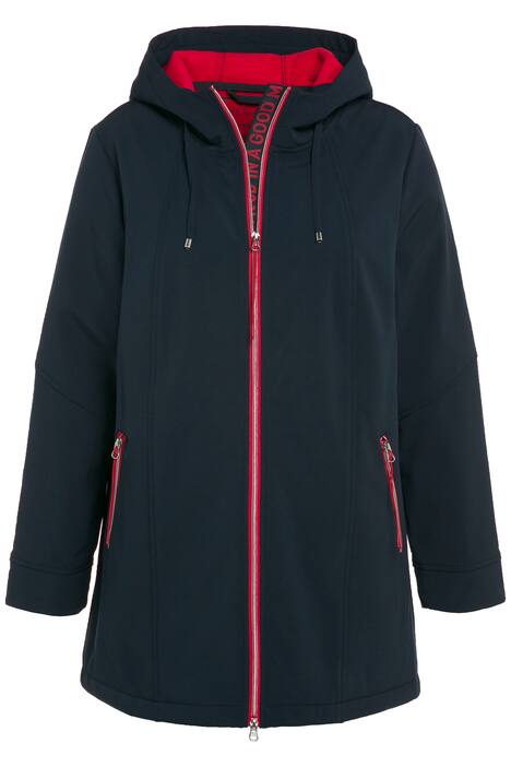 Softshellová bunda, flísová podšívka, kapuce, stuha s nápisem