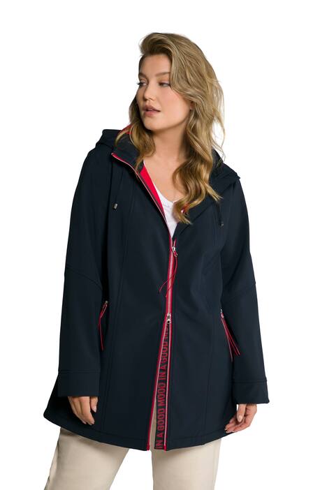 Softshellová bunda, flísová podšívka, kapuce, stuha s nápisem