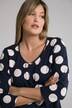 shirt, stippen, A-lijn, plooitjes, 3/4-mouwen