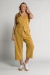 Jumpsuit, rund hals, ärmlös, fickor, bomull/linnemix
