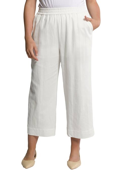 Široké kalhoty, široké nohavice, elastický pas, biobavlna, len