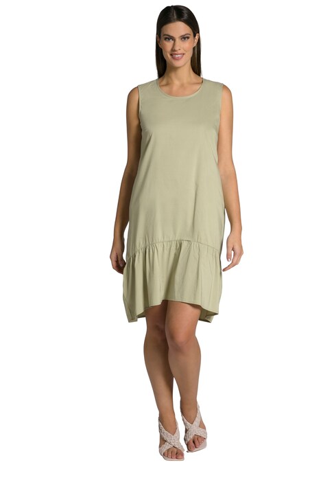 Midi šaty, volánový lem, A střih, kulatý výstřih, bez rukávů