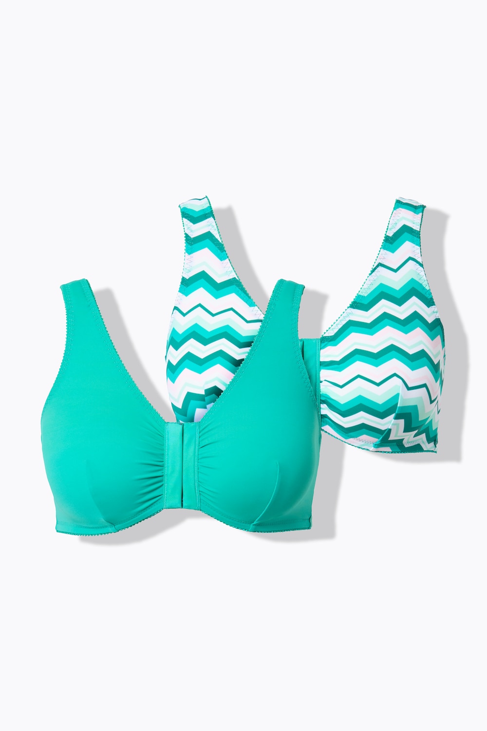 Bustiers, 2er-Pack, Zacken/uni, Vorderverschluss, C/D