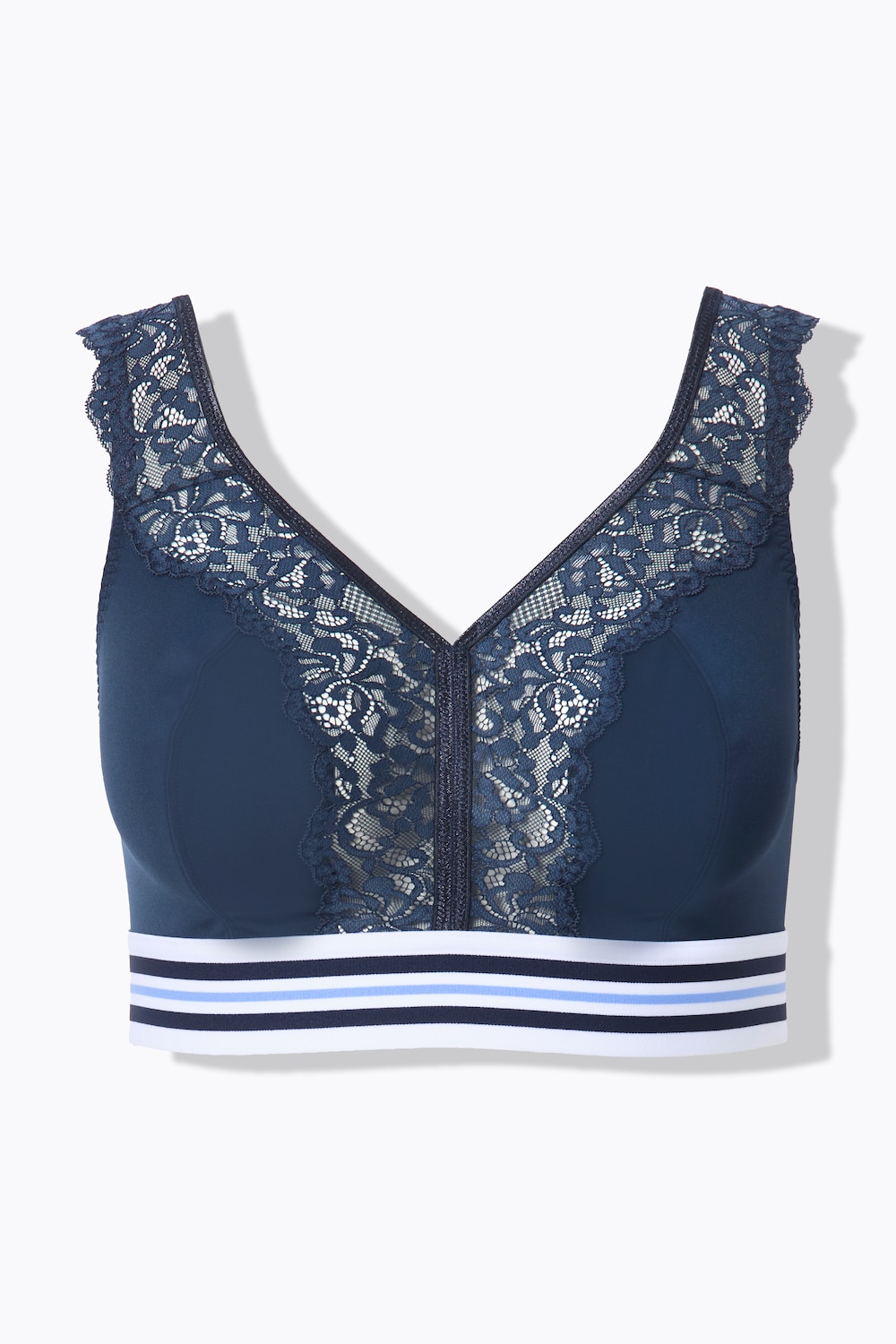 Stora storlekar Minimizer-bralette med spets, Dam, blå, storlek: 95F, Syntetfibrer/Elastan, Ulla Popken