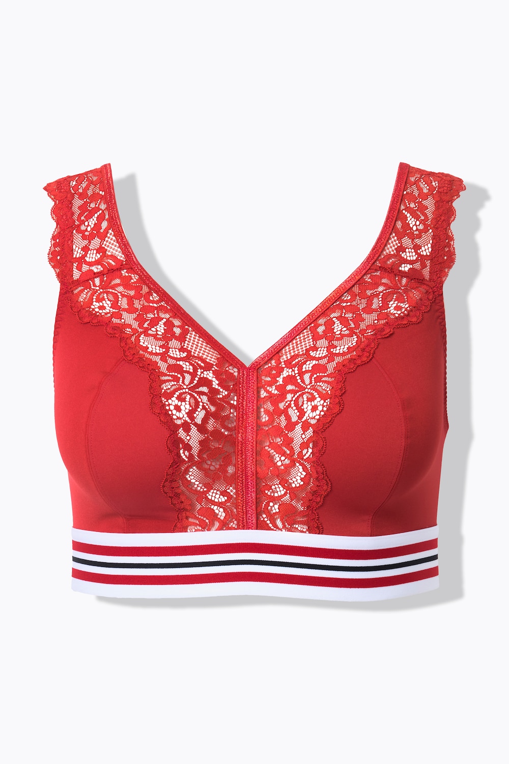 Stora storlekar Minimizer-bralette med spets, Dam, röd, storlek: 95F, Syntetfibrer/Elastan, Ulla Popken