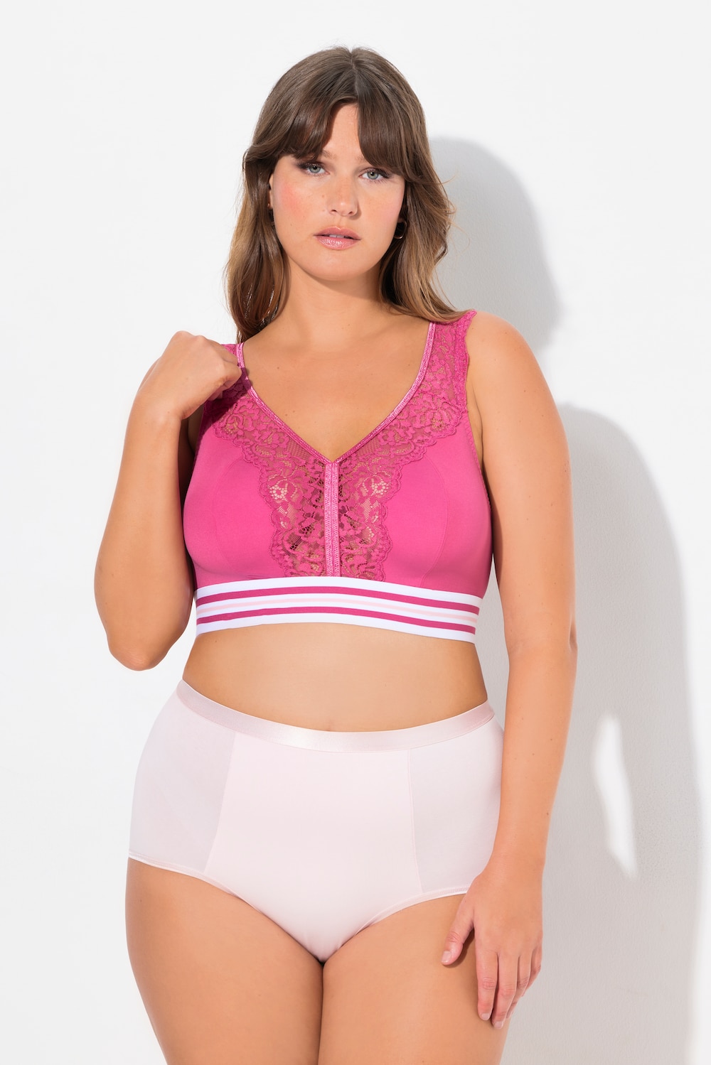 Große Größen Minimizer-Bralette, Damen, rosa, Größe: 100F, Synthetische Fasern/Elasthan, Ulla Popken