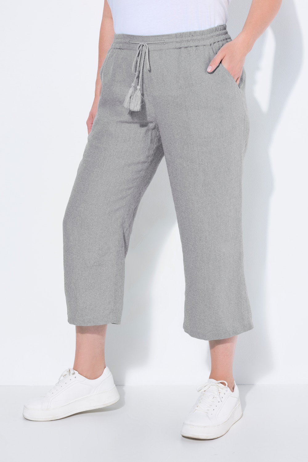 Große Größen 7/8-Leinenhose, Damen, grau, Größe: 54, Leinen, Ulla Popken
