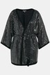Sequin Kimono Style Open Front Belted Blouse