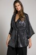 Sequin Kimono Style Open Front Belted Blouse