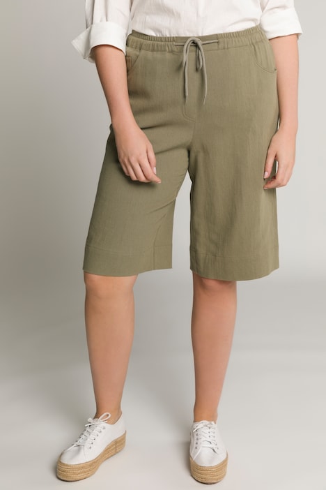 Eco Cotton Linen Blend Elastic Waist Bermuda Shorts | Shorts | Pants
