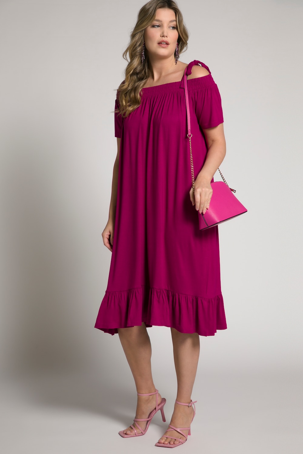 Grote Maten midi-jurk, Dames, roze, Maat: 42/44, Viscose, Ulla Popken