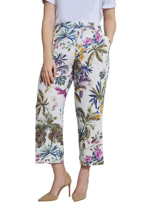 Široké kalhoty Mary, listy, široké, rovné nohavice, komfortní pas