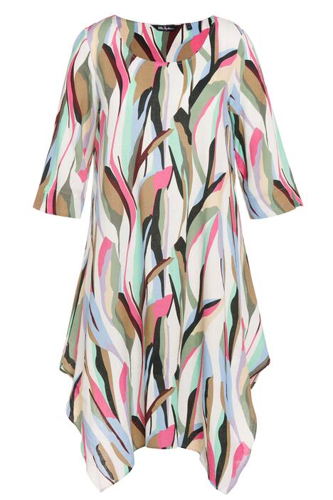 Šaty, lněná směs, balonový střih, kulatý výstřih, 3/4 rukávy