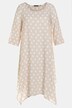 Midiklänning, linnemix, prickar, rund hals, trekvartsärm