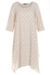 Midi šaty, lněná směs, puntíky, kulatý výstřih, 3/4 rukávy