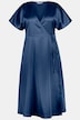 Wickelkleid, A-Line, Satin, V-Ausschnitt, Halbarm