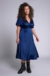Wickelkleid, A-Line, Satin, V-Ausschnitt, Halbarm