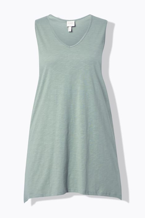 Longtop, Zipfelsaum, A-Linie, V-Ausschnitt, Biobaumwolle