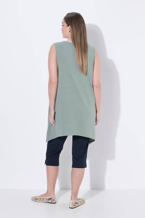 Longtop, Zipfelsaum, A-Linie, V-Ausschnitt, Biobaumwolle