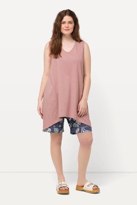 Eco Cotton Pointed Hem A-line Fit Knit Tank Tunic