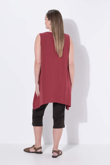 Longtop, Zipfelsaum, A-Linie, V-Ausschnitt, Biobaumwolle