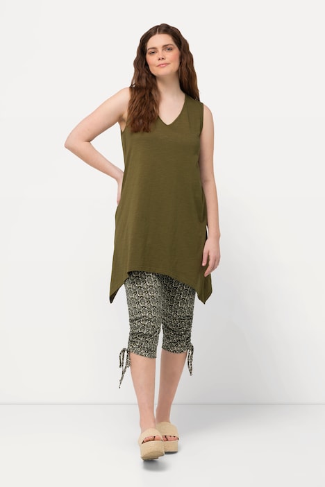 Eco Cotton Pointed Hem A-line Fit Knit Tank Tunic