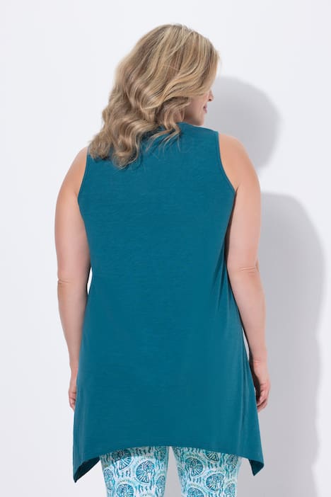 Longtop, Zipfelsaum, A-Linie, V-Ausschnitt, Biobaumwolle