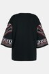 T-shirt z haftem etno, oversized, dekolt w szpic, rękaw 3/4