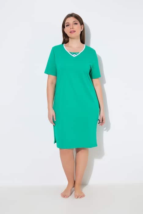 Yöpaidat, 2 kpl/pakkaus, siksak-kuosi/yksivärinen, V-pääntie, lyhyet hihat