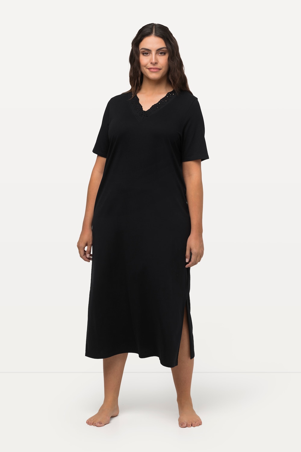 Große Größen Nachthemd, Damen, schwarz, Größe: 50/52, Baumwolle/Synthetische Fasern, Ulla Popken