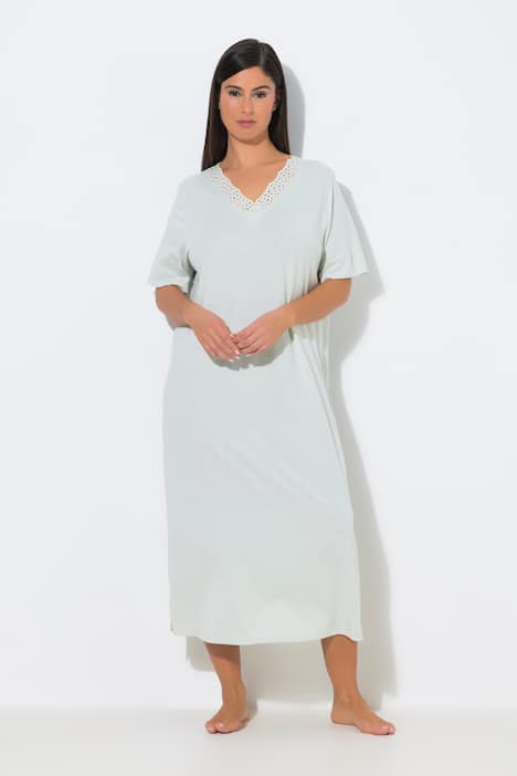 Nachthemd, Lochstickerei, Halbarm, Modalmix