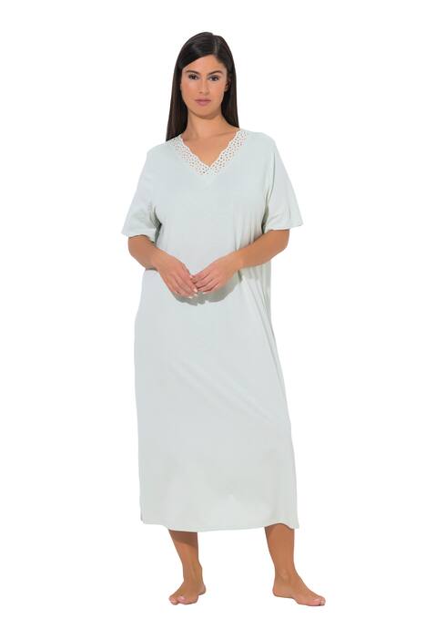 Noční košile, děrovaná výšivka, krátké rukávy, směs modalu